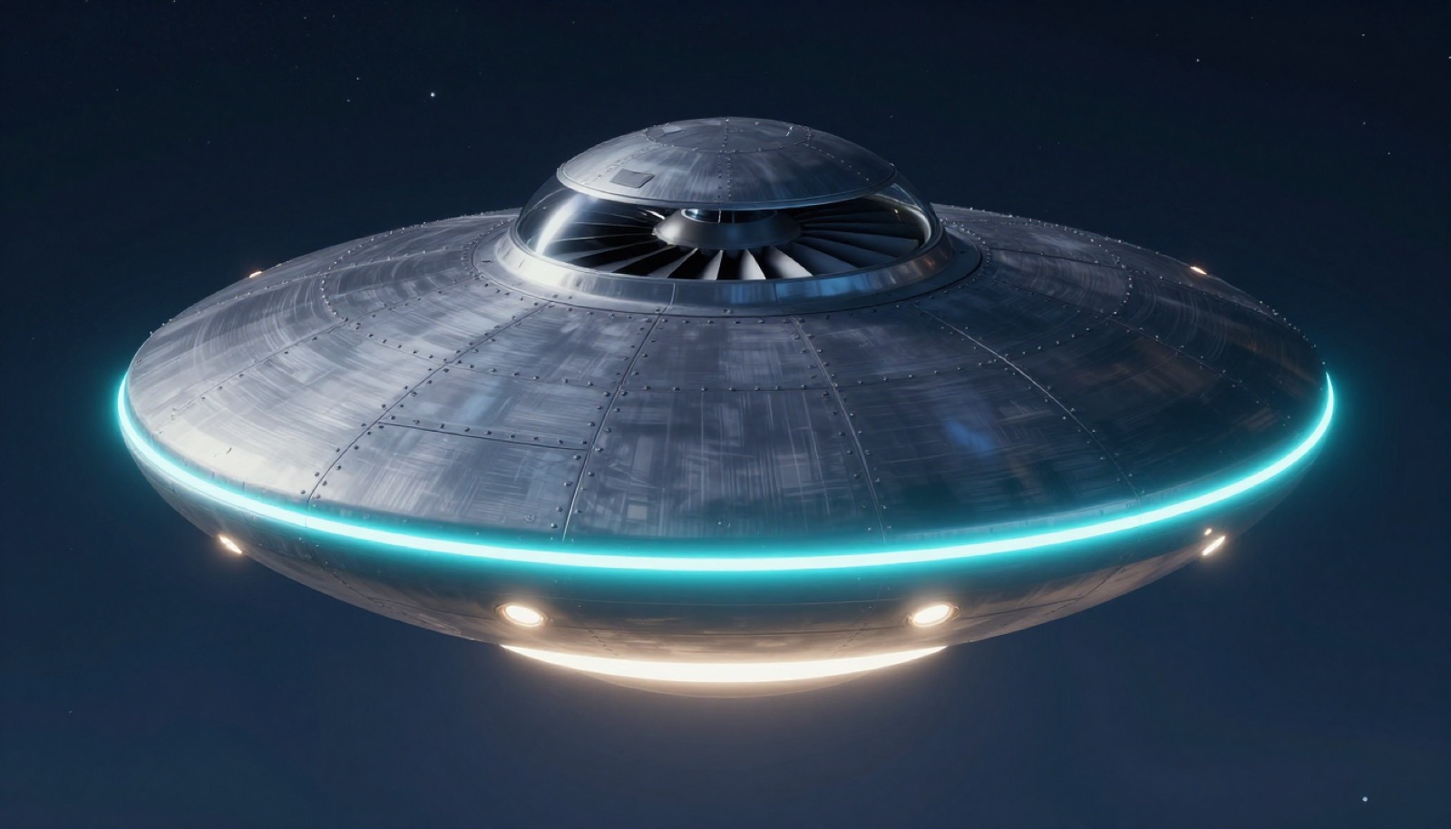 Night hover — cyan rim strip.