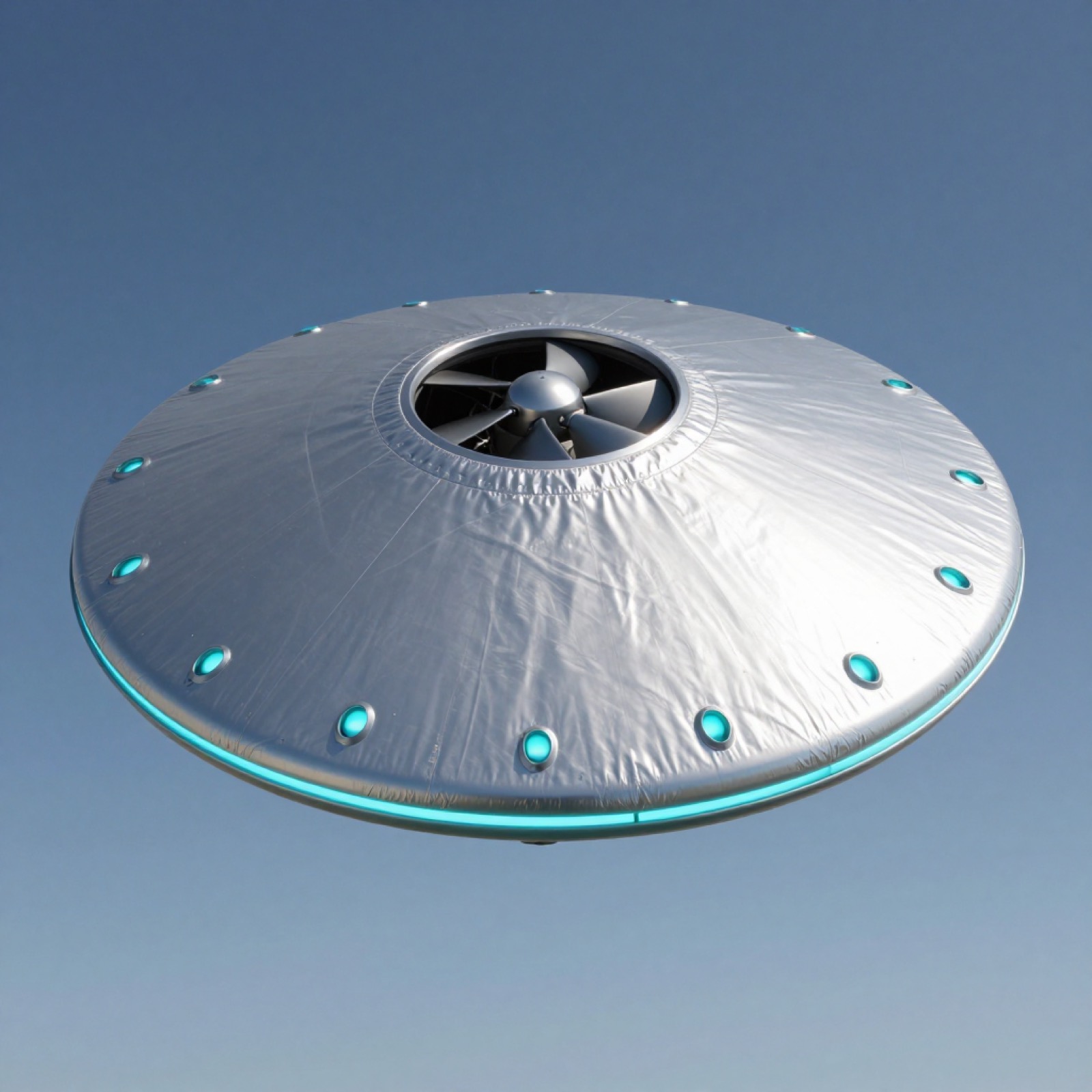 PD-1 against open sky — cyan underside ring at power.