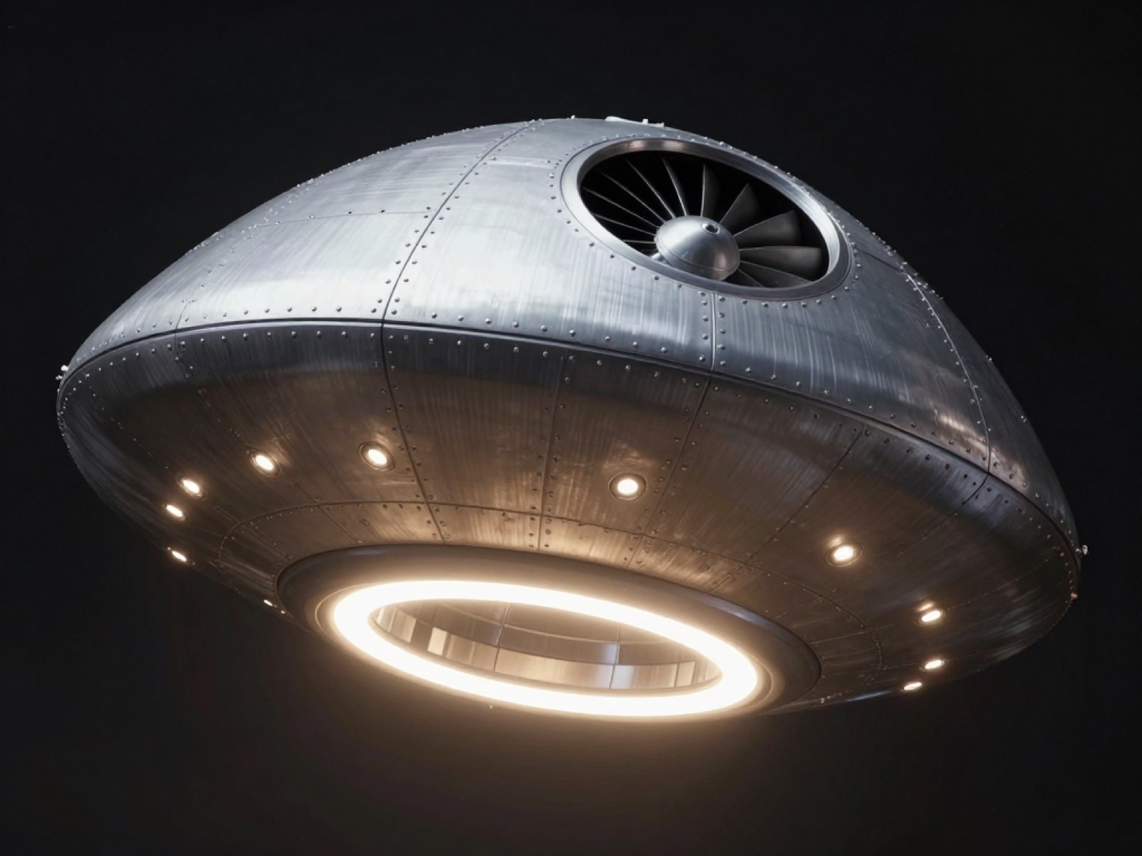 From below: recessed ports and the exhaust annulus.